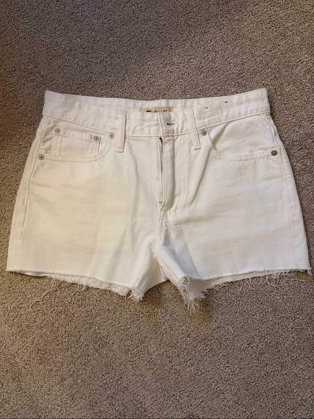 Madewell White Raw-Hem Denim Shorts
